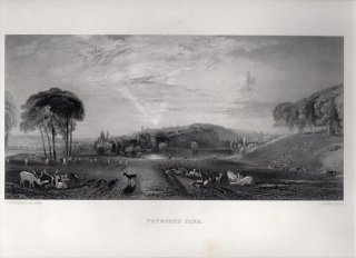 1865年 J.M.W.Turner Turner Gallery 湖、ペットワース：日没、闘う牡鹿たち Petworth Park
