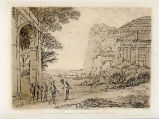 1819年 Claude Lorrain 真実の書 No.80 ローマ帝国の滅亡を寓意的に表現したと思われる、廃墟と化したアーチのある夕暮れの風景