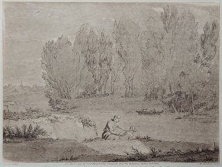 1819年 Claude Lorrain 真実の書 No.10 川沿いの風景の中で犬を連れたハイカー
