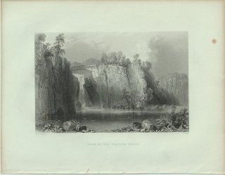 1840年 Bartlett アメリカの風景 パセーイク グレート フォールズ View of the Passaic Falls ニュージャージー州