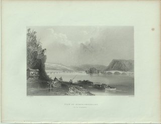 1840年 Bartlett アメリカの風景 サスケハナ川沿いのノーサンバーランドの眺め View of Northumberland on the Susquehanna