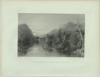 1840年 Bartlett アメリカの風景 ジョージ湖の島々の風景 Scene Among the Islands on Lake George ニューヨーク州