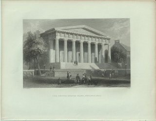 1840年 Bartlett アメリカの風景 第二合衆国銀行 フィラデルフィア The United States Bank, Philadelphia