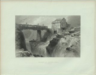 1840年 Bartlett アメリカの風景 グレンフォールズの橋 Bridge at Glens Fall ハドソン川