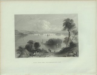 1840年 Bartlett アメリカの風景 イーストポート パサマコディ湾 East Port and Passamaquoddy Bay