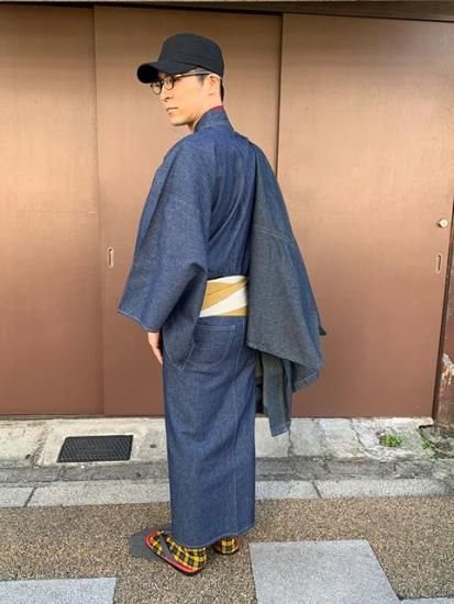 デニム着物 後ろポケット付き 男着物 メンズ浴衣専門店 藤木屋 デニム着物 後ろポケット付き 男着物 メンズ浴衣専門店 藤木屋