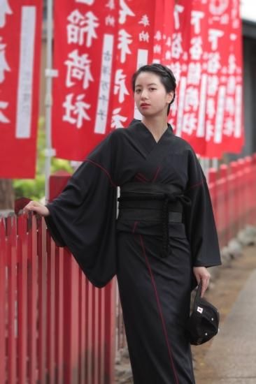 紐付き角帯：黒×チャコールグレー【藤木屋別注】 - 男着物&メンズ