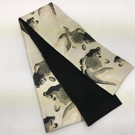 正絹 染め帯 半幅帯 金魚 出目金 水草 - 着物・浴衣 正絹 染め帯 半幅帯 金魚 出目金 水草 - 着物・浴衣