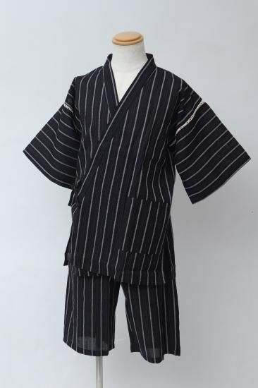 甚平：しじら/黒縞 - 男着物&メンズ浴衣専門店『藤木屋』