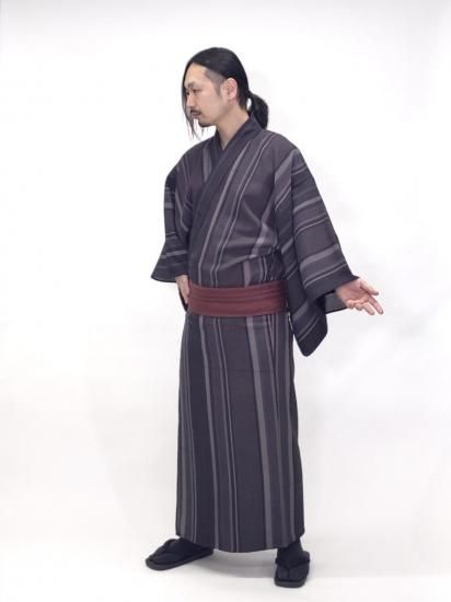 メンズ浴衣：セオα／撫松庵【縞：グレー】 - 男着物&メンズ浴衣