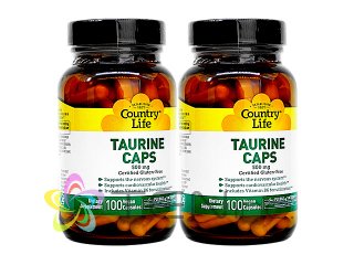 タウリン（Taurine）500mg 2ボトル（100caps×2）(CountryLife/USA製/国際書留)