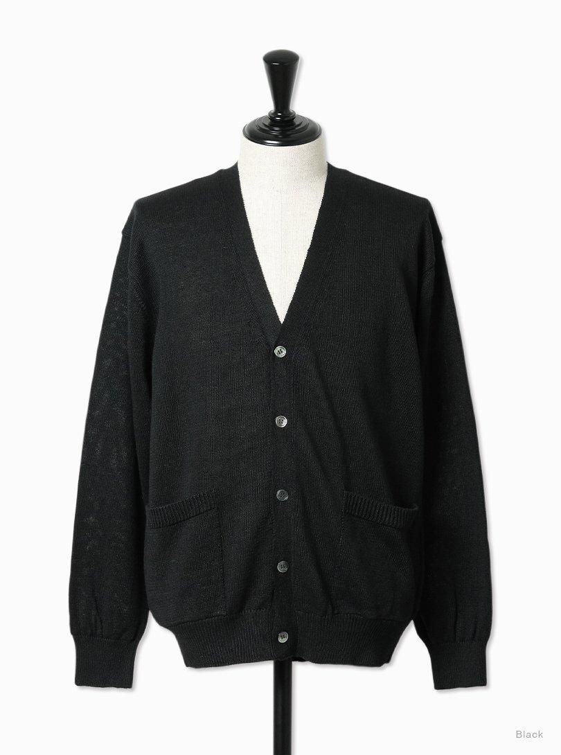 Men WAHSED HIGH COUNT LINEN V NECK CARDIGAN - BATONER
