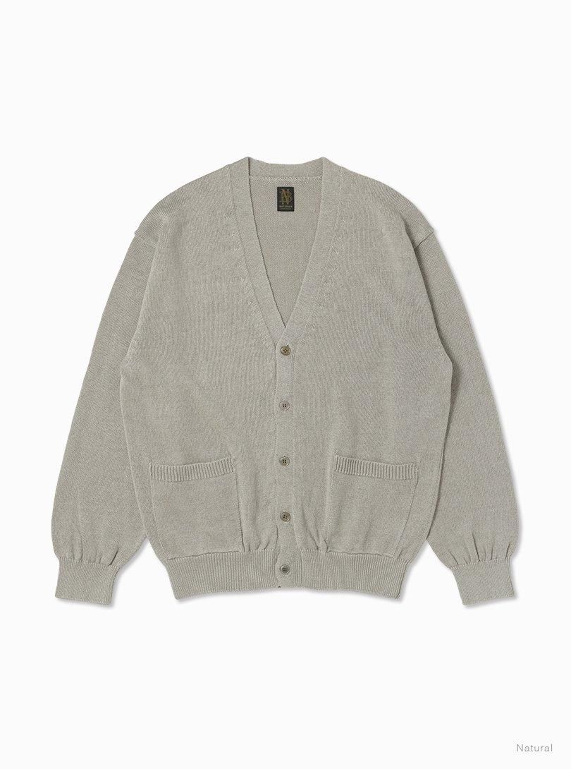 Men WAHSED HIGH COUNT LINEN V NECK CARDIGAN - BATONER
