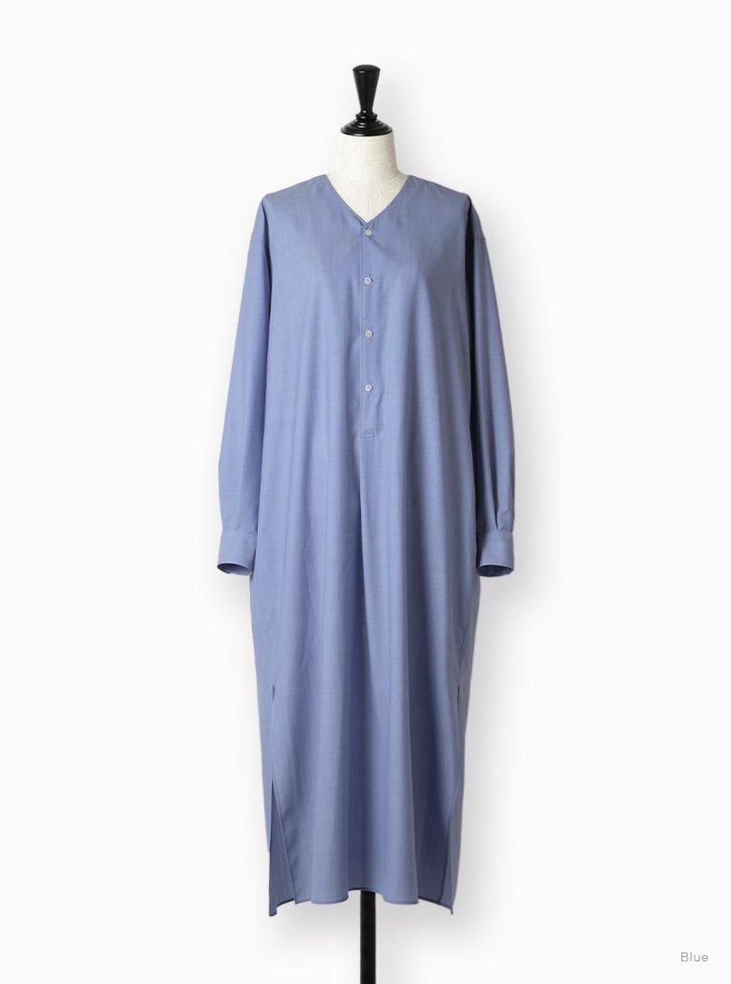 Women TROPICAL WOOL V COLLAR ONEPIECE - BATONER｜ONLINE STORE