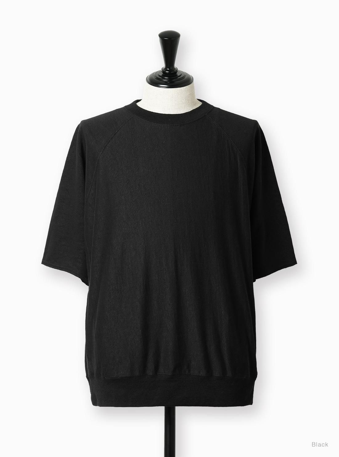 超美品　BATONER SPREAD ARAN CREW NECK ブラック　3 SOLID WOOL W-FACE CREW NECK [BLACK] - WUNDER 大阪 セレクト