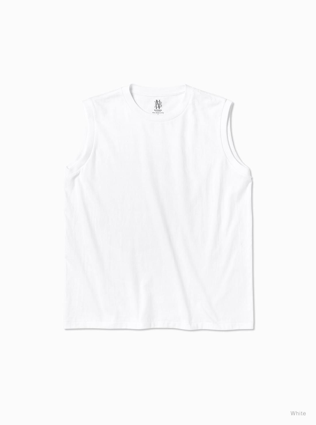 BATONER  ORGANIC COTTON ノースリーブ 3 白 BATONER (バトナー) ROYAL ORGANIC COTTON NO SLEEVE / ロイヤル