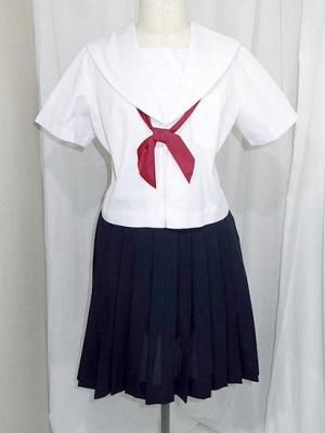 夏セーラー服上下 m44/中学校・高校□夏セーラー服上下セット 水色襟 白3本線