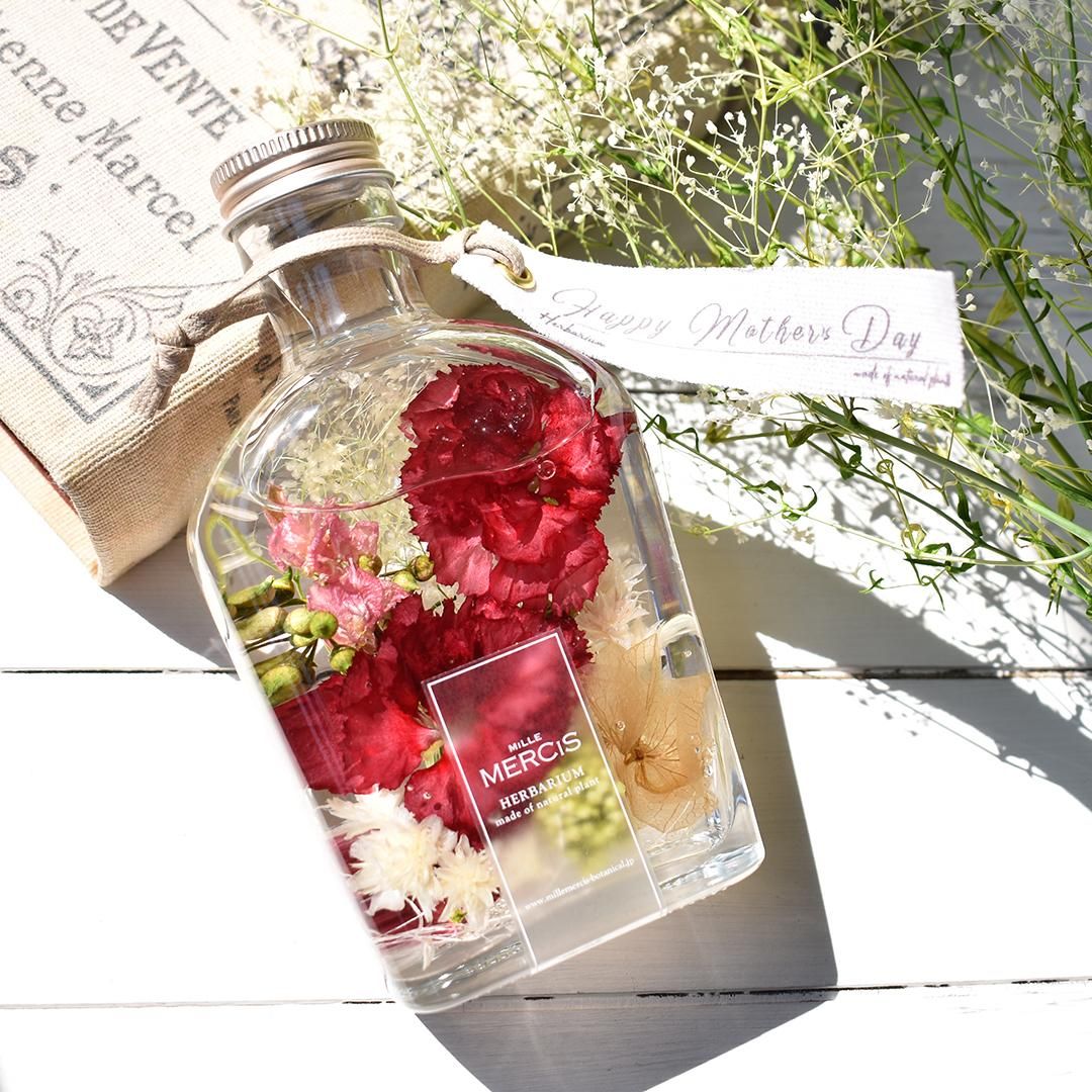 ハーバリウム ボタニカルアイテム Mille Mercis ミルメルシー 母の日限定ハーバリウム Blooming Gardenカーネーション ルビーレッド ハーバリウム ボタニカルアイテム Mille Mercis ミルメルシー 母の日限定ハーバリウム Blooming Gardenカーネーション ルビーレッド
