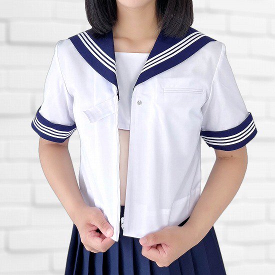 スクールパール 春夏 セーラー服 前開 半袖 - School girls costume