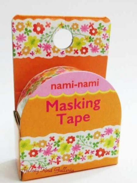 在庫限り】ナミナミ マスキングテープ | 幅15mm プチフラワーオレンジ