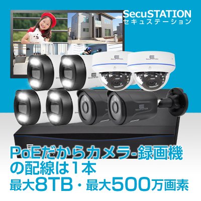 SC-DP85K　530万画素 PoEカメラ1〜8台＆録画装置セット HDDなし SecuSTATION