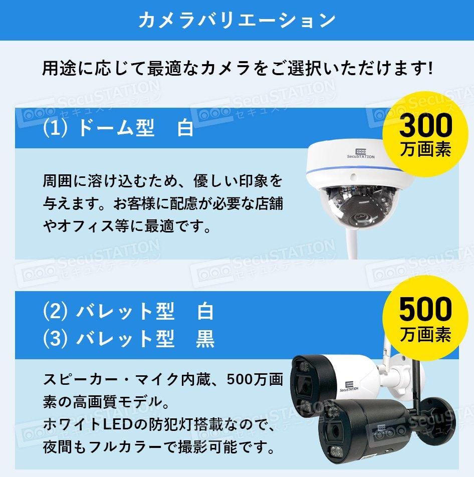 新品未使用 500万画素有線防犯カメラ黒8台+HDD 2TB セット