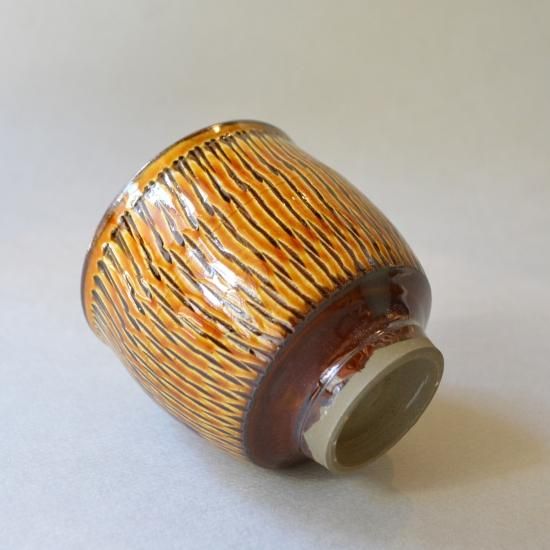 小鹿田焼飛びかんな大花瓶 小鹿田焼 4寸 一輪挿し 飛びかんな 白飛び