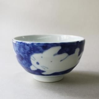 山中秀書　飯碗　うさぎとトリ