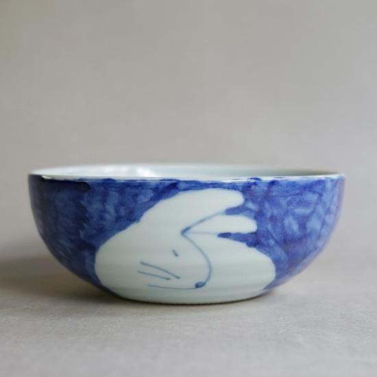 傘立て　染め付け　陶磁器　和風　骨董　青白　うさぎ　松　海 山中秀書 13cmボウル | うさぎ - 加藤五郎商店