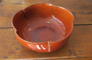 柿釉花型鉢（京焼）