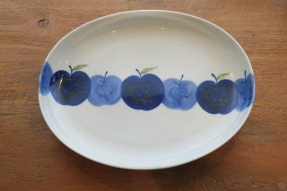 りんご園楕円皿（敏彩窯）