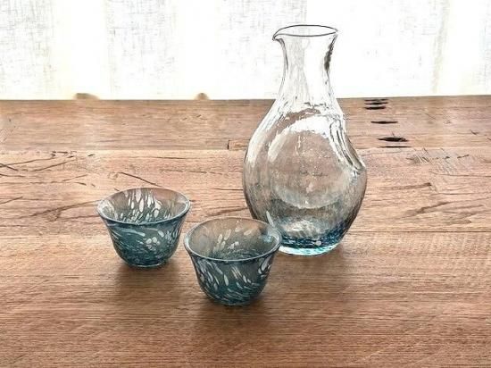 ガラス酒器セット（徳利・ぐい呑×2） - 青葉堂