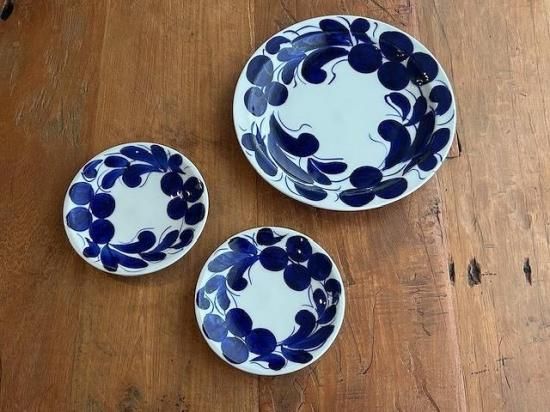 染付草花8寸皿 - 青葉堂