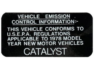 Label - CATALYST - US spec. 1978 MGB֡CRST163