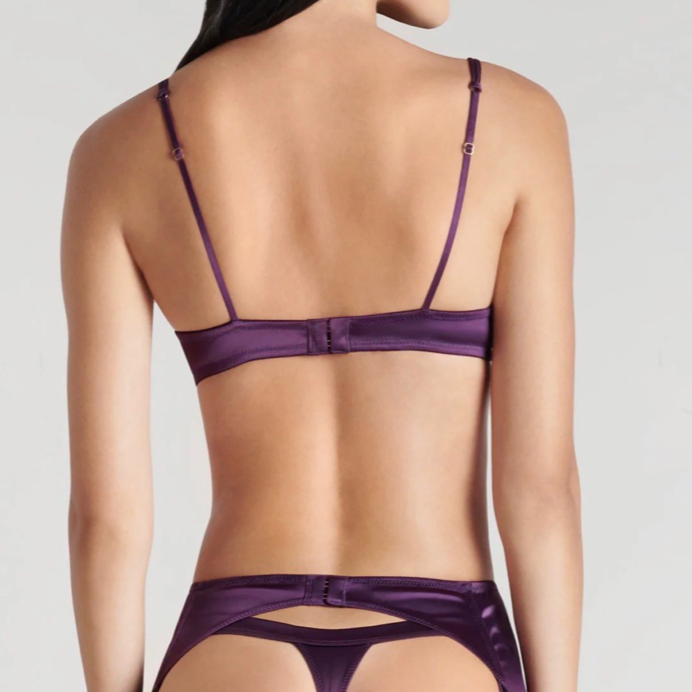 New Maison Close Villa Satine Black Satin Lace Bra Suspender