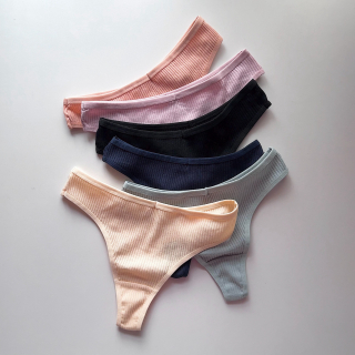 Cotton Rib Thong Neutrals
