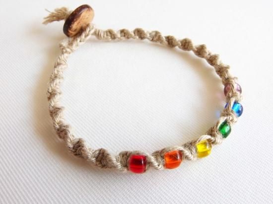 ヘンプ・ツイストグラスブレスレット（ナチュラル） - LGBTsと