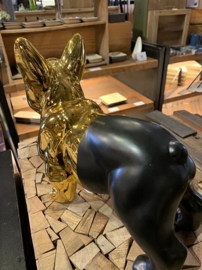 貯金箱 ブルドッグ ゴールドブラックと追加　KARE ゴールドの亀のオブジェ 64606_master_a.jpg