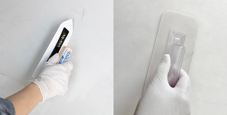 プラスチック製のコテを使う