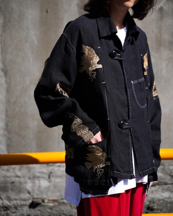 By Walid バイワリッド　アンティークシルクCLASSIC JACKET By Walidメンズアルバートジャケット LIGHT / ecclesiastical panel