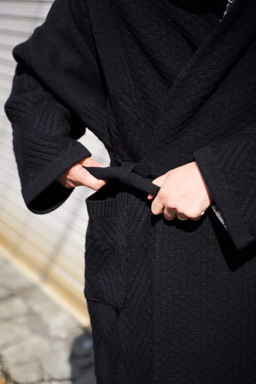 YASHIKI [AW "Hoko Knit Coat"  BLACK  SOBO STORE 蒼氓札幌公式