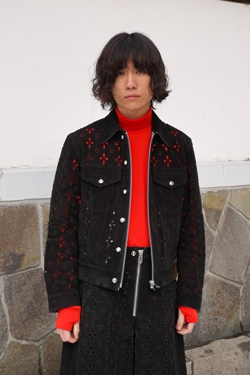 サイズ48 MASU DIAMOND-CUT LEATHER JACKET