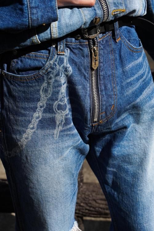 MASU(エムエーエスユー)のDAMAGED FLARE FIT JEANS INDIGOの通販