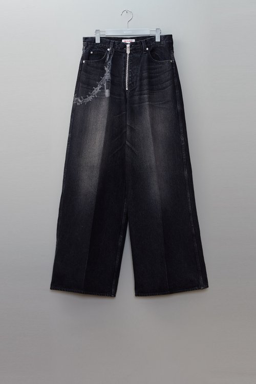 masu 23aw baggy fit jeans faded black-