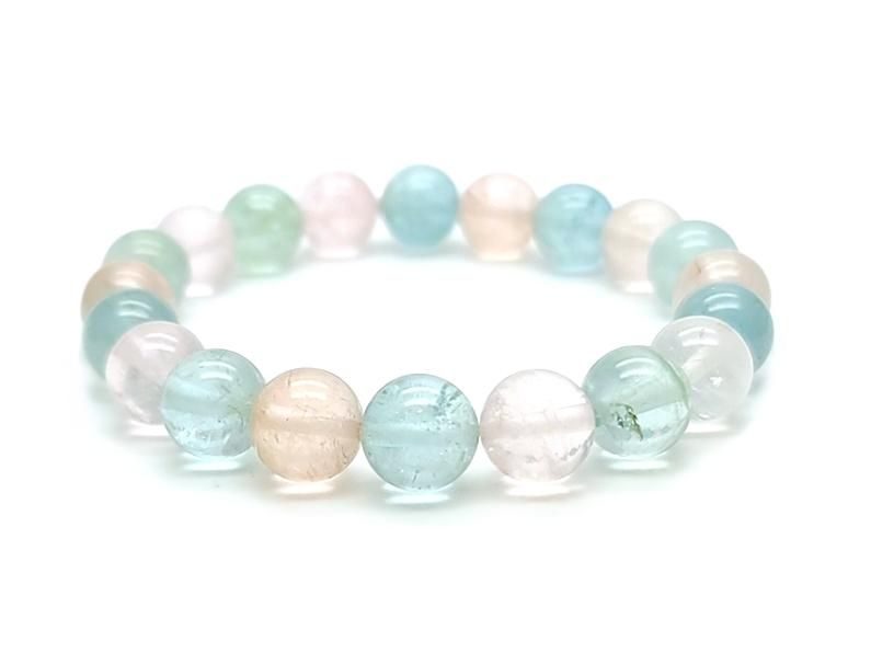 アクアマリン モルガナイト ブレスレット 10mm玉 】 | めのうの店川島