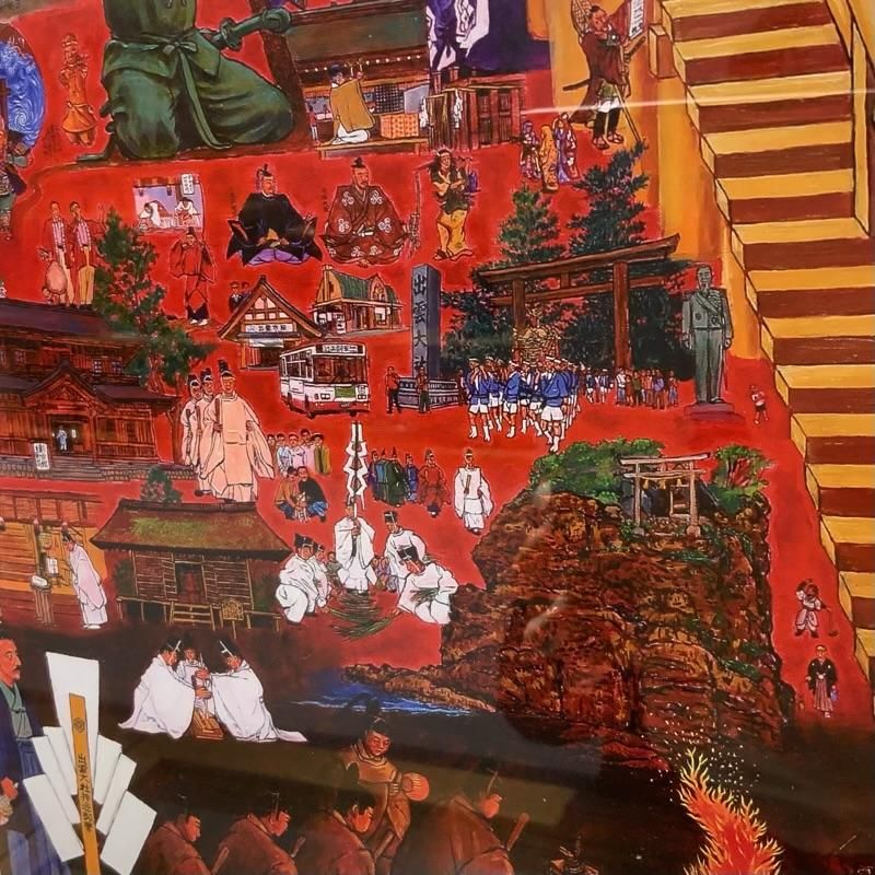 油絵複製画(額付き) 出雲大社に集ふ 斎藤吾朗 】 油絵 複製画