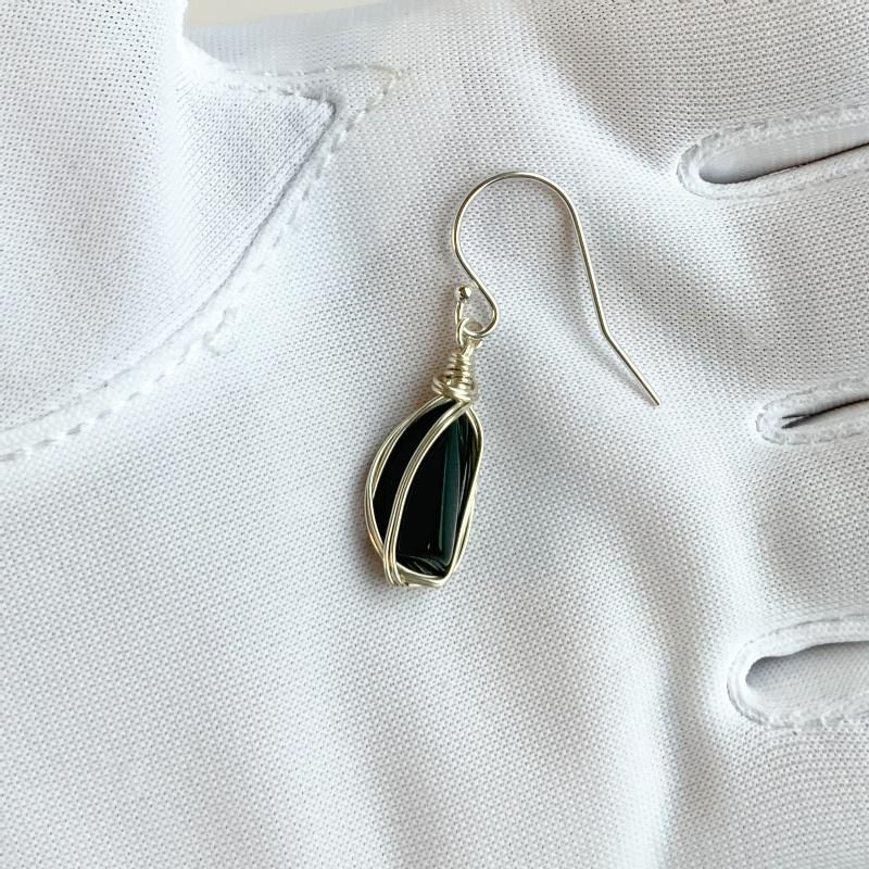 碧玉 ピアス SV925 】 出雲石 国産 花仙山 青めのう 緑 天然石 貴石