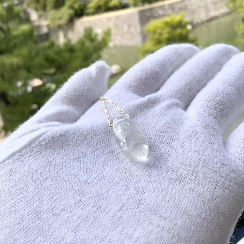 黒平産水晶 大珠 ペンダント K18チェーン 】 山梨県 黒平鉱山 黒平水晶
