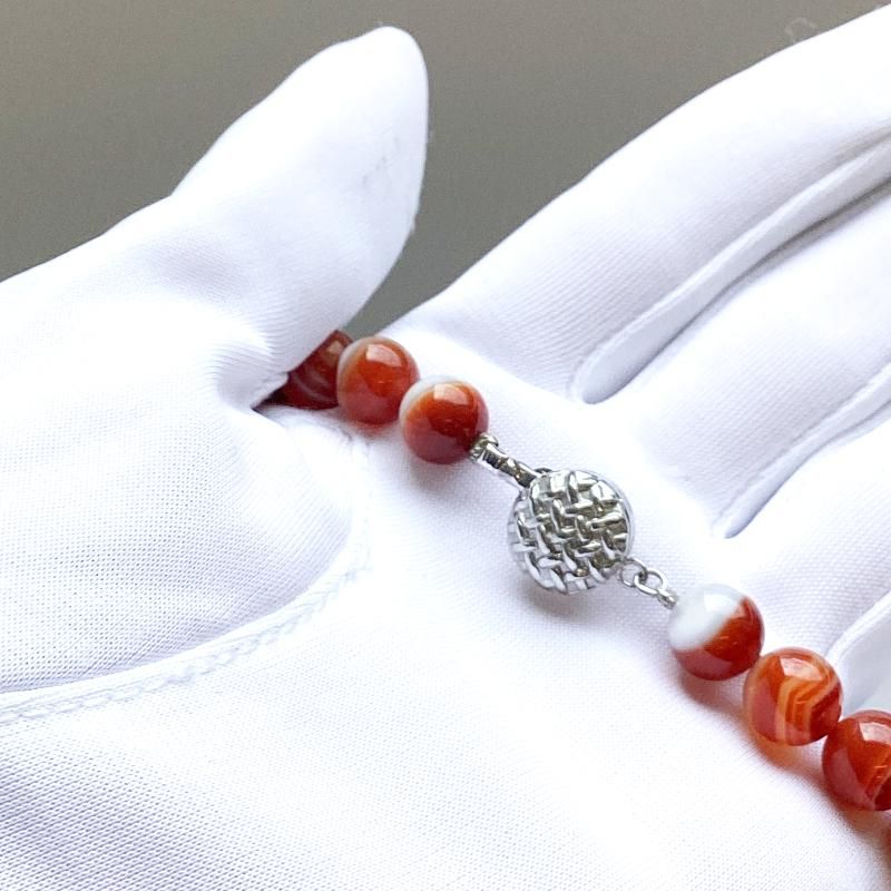 縞めのう ネックレス 8mm玉 】 赤めのう 瑪瑙 メノウ agate 縞めのう ネックレス 8mm玉 】 赤めのう 瑪瑙 メノウ agate