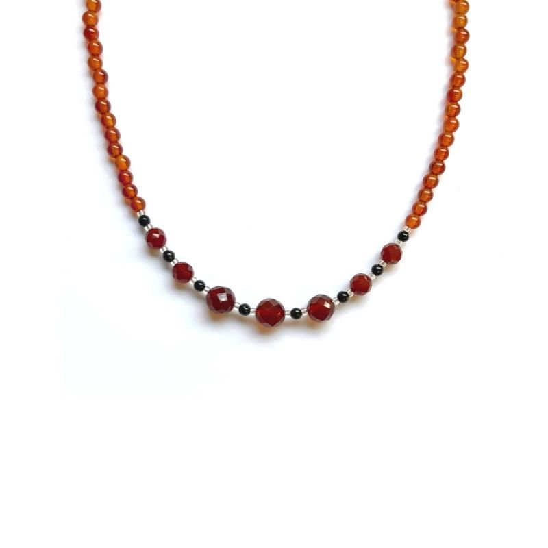縞めのう ネックレス 8mm玉 】 赤めのう 瑪瑙 メノウ agate